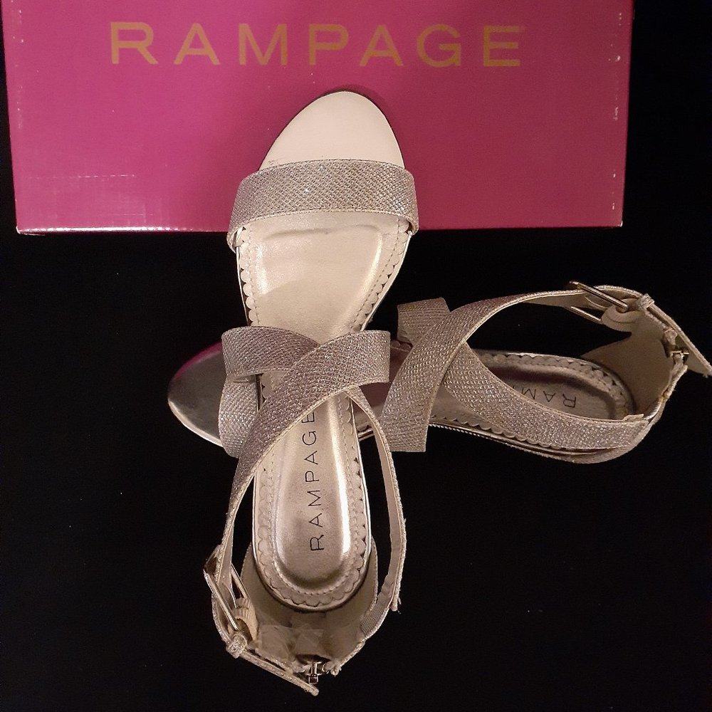 Rampage Silver Metallic Wedge Sandals